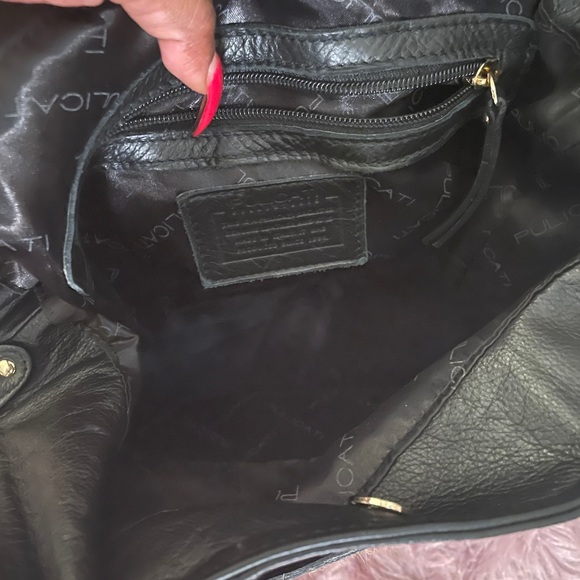 Black leather with leapord fur hobo - Picture 3 of 6